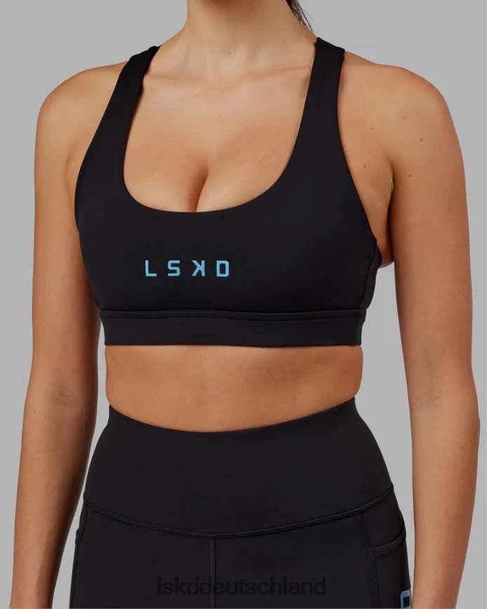 Frauen LSKD Rep Sport-BH kleines Logo - Schwarz-Azurblau Bekleidung VD2NLV35