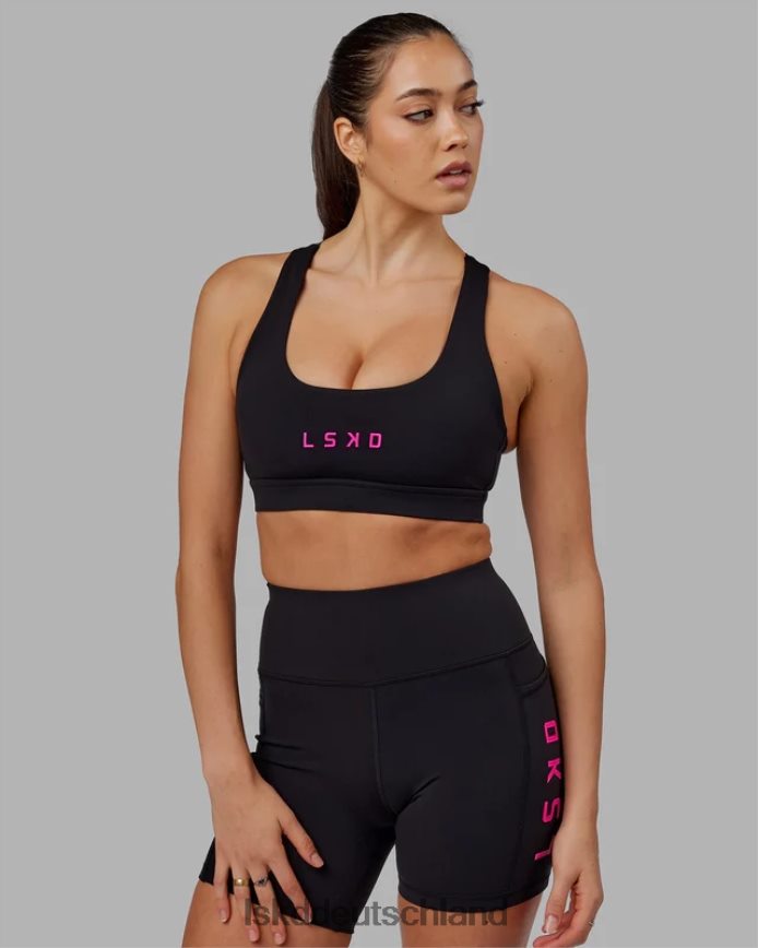 Frauen LSKD Rep Sport-BH kleines Logo - Schwarz-Neon-Magenta Bekleidung VD2NLV34