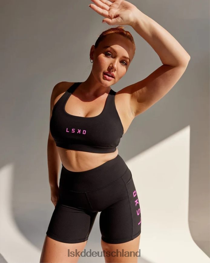 Frauen LSKD Rep Sport-BH kleines Logo - Schwarz-Neon-Magenta Bekleidung VD2NLV34