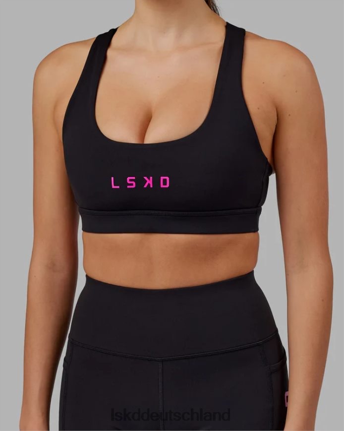 Frauen LSKD Rep Sport-BH kleines Logo - Schwarz-Neon-Magenta Bekleidung VD2NLV34