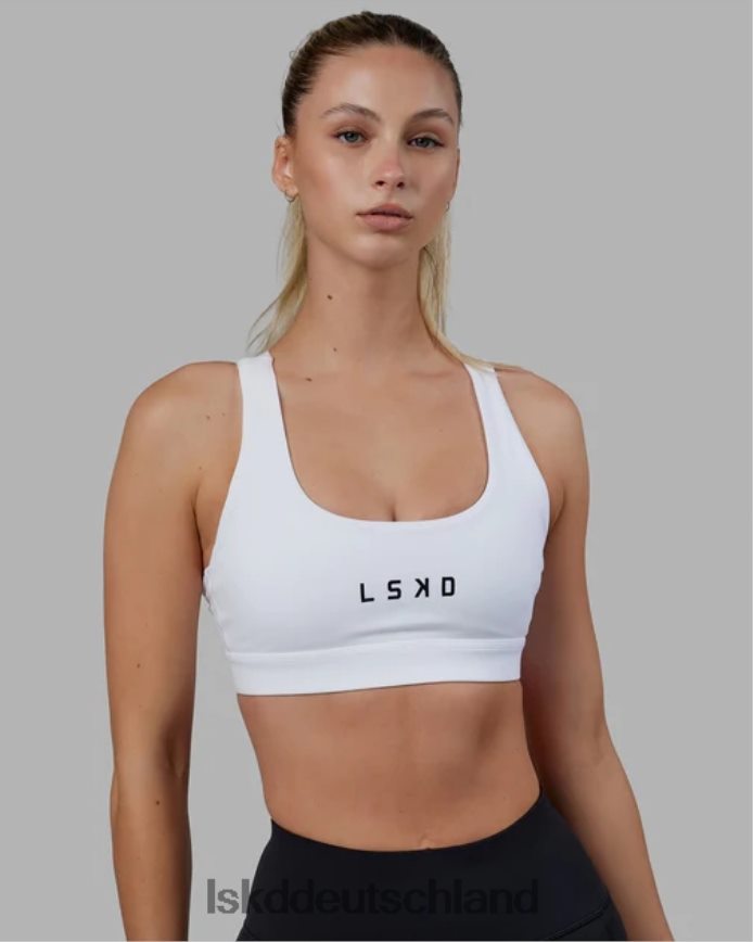 Frauen LSKD Rep Sport-BH kleines Logo - weiß-schwarz Bekleidung VD2NLV32