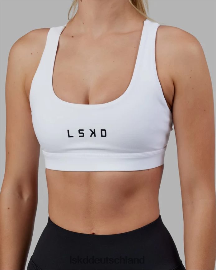Frauen LSKD Rep Sport-BH kleines Logo - weiß-schwarz Bekleidung VD2NLV32