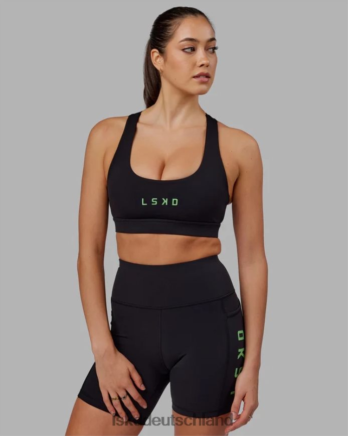Frauen LSKD Rep-Sport-BH mit kleinem Logo – Schwarz-Apfelmint Bekleidung VD2NLV33
