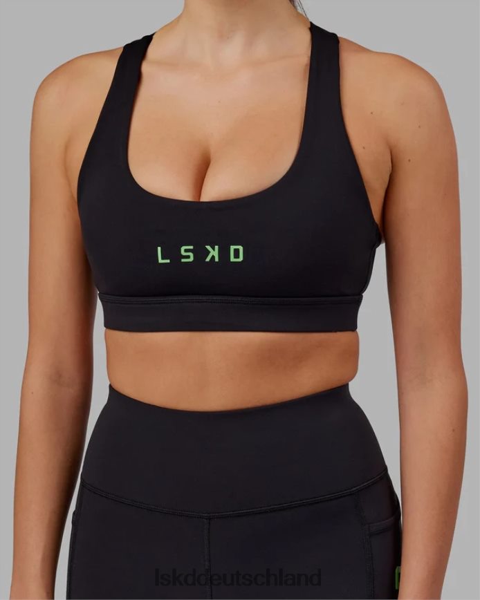 Frauen LSKD Rep-Sport-BH mit kleinem Logo – Schwarz-Apfelmint Bekleidung VD2NLV33