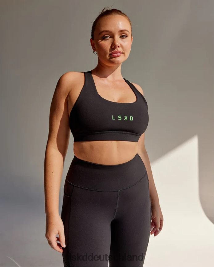 Frauen LSKD Rep-Sport-BH mit kleinem Logo – Schwarz-Apfelmint Bekleidung VD2NLV33