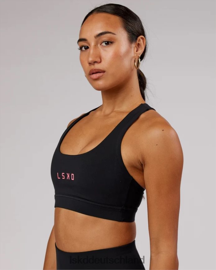 Frauen LSKD Rep-Sport-BH mit kleinem Logo – Schwarz-Flamingo Bekleidung VD2NLV82