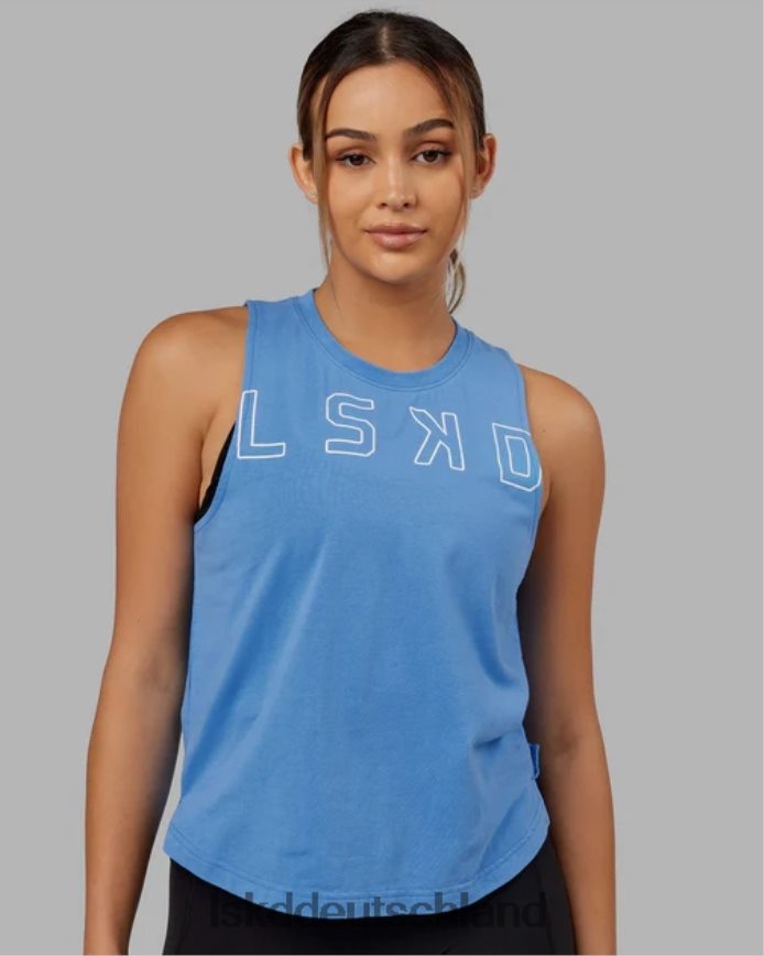 Frauen LSKD Erweitern Sie das Flxcotton-Tanktop - Azurblau-Weiß Bekleidung VD2NLV159