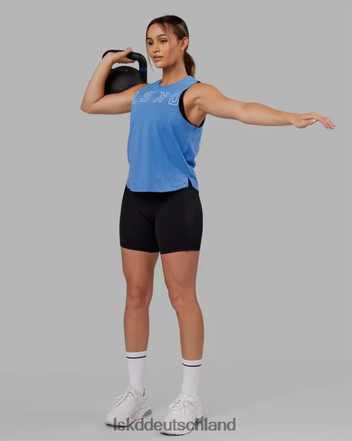 Frauen LSKD Erweitern Sie das Flxcotton-Tanktop - Azurblau-Weiß Bekleidung VD2NLV159