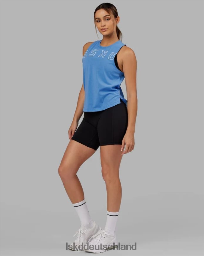 Frauen LSKD Erweitern Sie das Flxcotton-Tanktop - Azurblau-Weiß Bekleidung VD2NLV159
