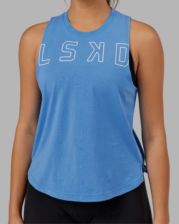 Frauen LSKD Erweitern Sie das Flxcotton-Tanktop - Azurblau-Weiß Bekleidung VD2NLV159