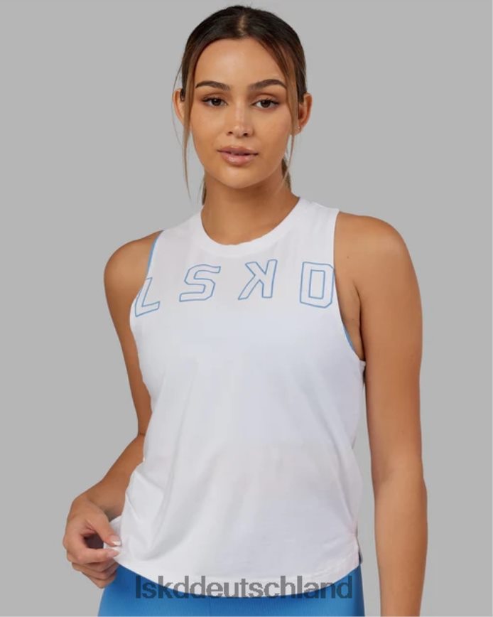 Frauen LSKD Erweitern Sie das Flxcotton-Tanktop - Weiß-Azurblau Bekleidung VD2NLV171