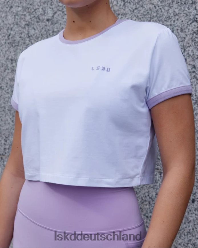 Frauen LSKD Excel-Ringer-T-Shirt – weiß-blasslila Bekleidung VD2NLV236