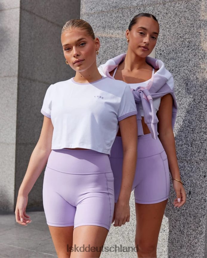 Frauen LSKD Excel-Ringer-T-Shirt – weiß-blasslila Bekleidung VD2NLV236