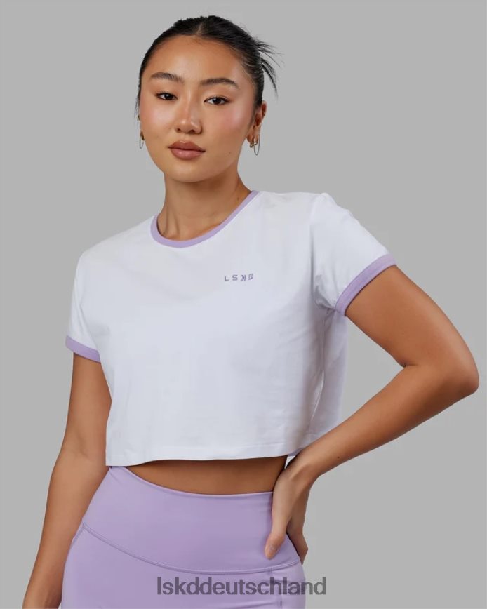 Frauen LSKD Excel-Ringer-T-Shirt – weiß-blasslila Bekleidung VD2NLV236