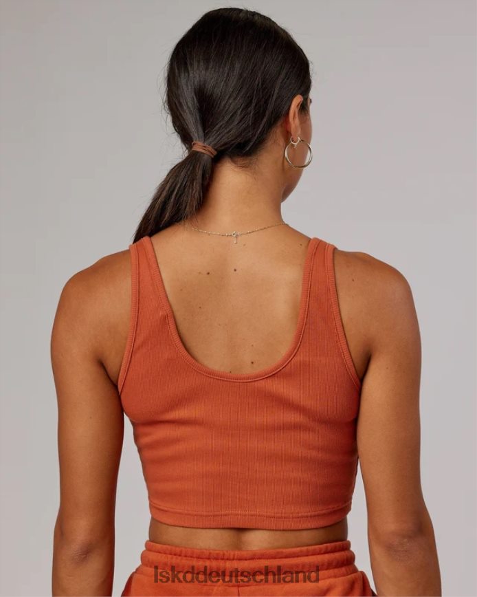 Frauen LSKD Feldgeripptes Tanktop mit V-Ausschnitt – Kastanienbraun Bekleidung VD2NLV191