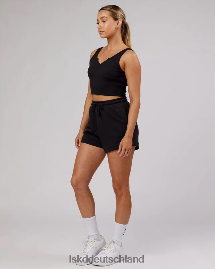 Frauen LSKD Feldgeripptes Tanktop mit V-Ausschnitt – Schwarz Bekleidung VD2NLV192