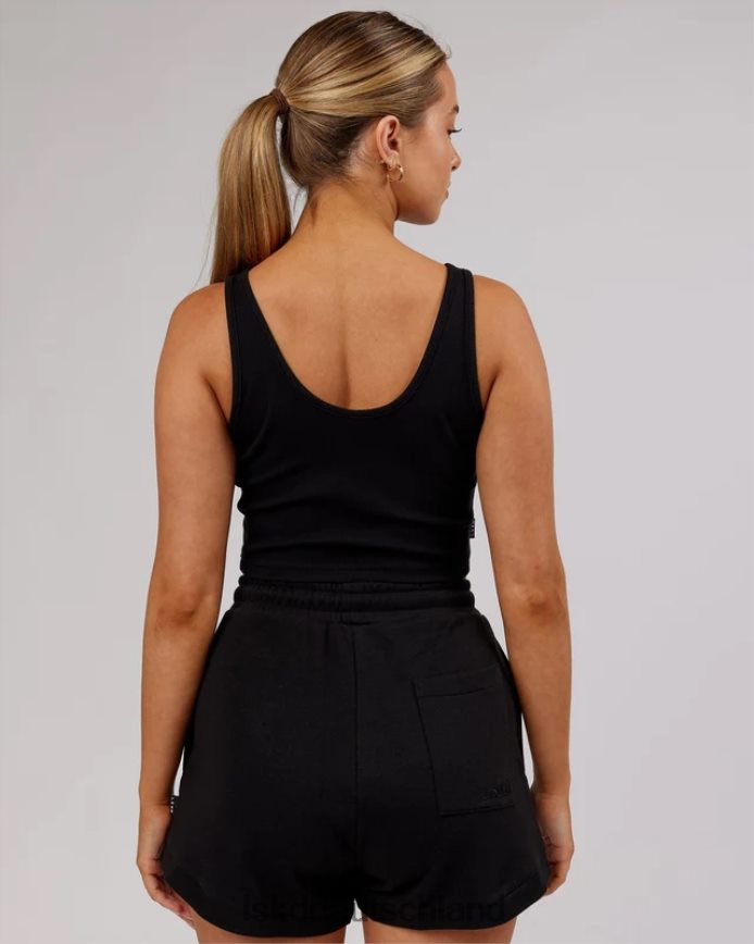 Frauen LSKD Feldgeripptes Tanktop mit V-Ausschnitt – Schwarz Bekleidung VD2NLV192