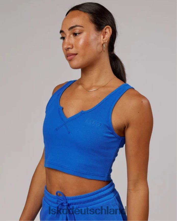 Frauen LSKD Feldgeripptes Tanktop mit V-Ausschnitt – kräftiges Blau Bekleidung VD2NLV188