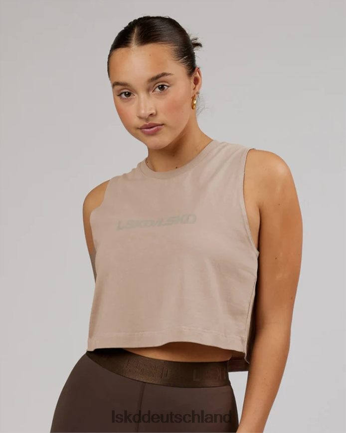 Frauen LSKD Kurz geschnittenes Speedway Flxcotton-Tanktop – Taupe Bekleidung VD2NLV181