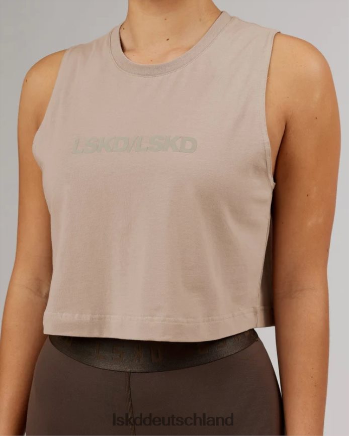 Frauen LSKD Kurz geschnittenes Speedway Flxcotton-Tanktop – Taupe Bekleidung VD2NLV181