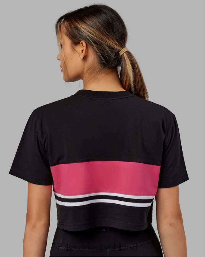 Frauen LSKD Kurzes Line-Up-T-Shirt – Schwarz-Boysenberry Bekleidung VD2NLV292