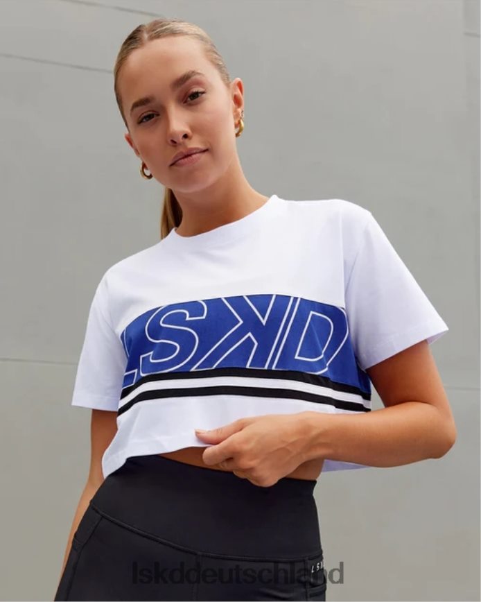 Frauen LSKD Kurzes Line-Up-T-Shirt – White-Power-Kobalt Bekleidung VD2NLV277