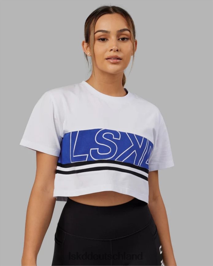 Frauen LSKD Kurzes Line-Up-T-Shirt – White-Power-Kobalt Bekleidung VD2NLV277