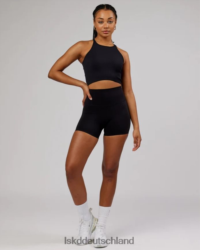 Frauen LSKD Minimales, nahtloses, bauchfreies, geripptes Tanktop – Schwarz Bekleidung VD2NLV130