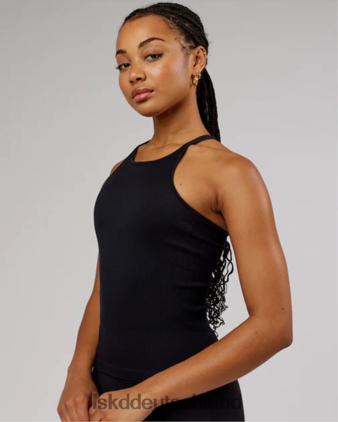 Frauen LSKD Minimales, nahtloses, geripptes Tanktop – Schwarz Bekleidung VD2NLV124