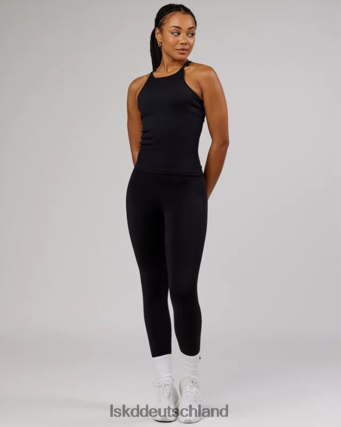 Frauen LSKD Minimales, nahtloses, geripptes Tanktop – Schwarz Bekleidung VD2NLV124