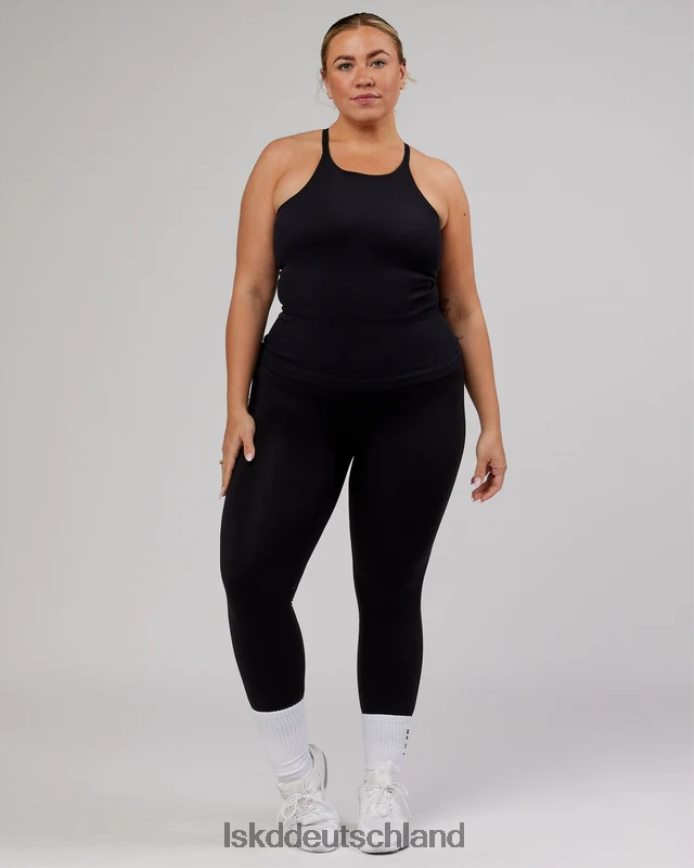 Frauen LSKD Minimales, nahtloses, geripptes Tanktop – Schwarz Bekleidung VD2NLV124