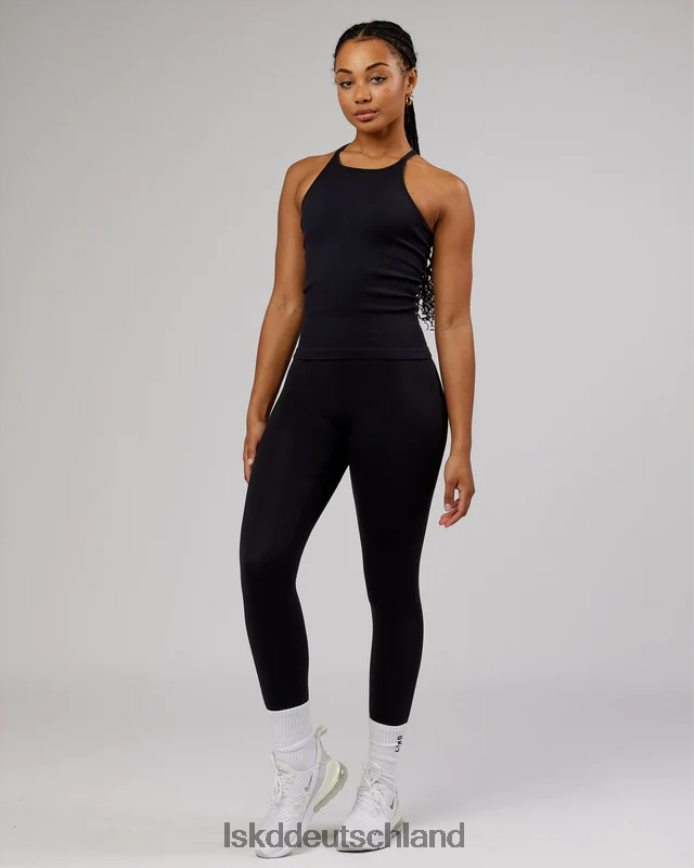 Frauen LSKD Minimales, nahtloses, geripptes Tanktop – Schwarz Bekleidung VD2NLV124
