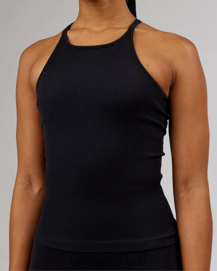 Frauen LSKD Minimales, nahtloses, geripptes Tanktop – Schwarz Bekleidung VD2NLV124
