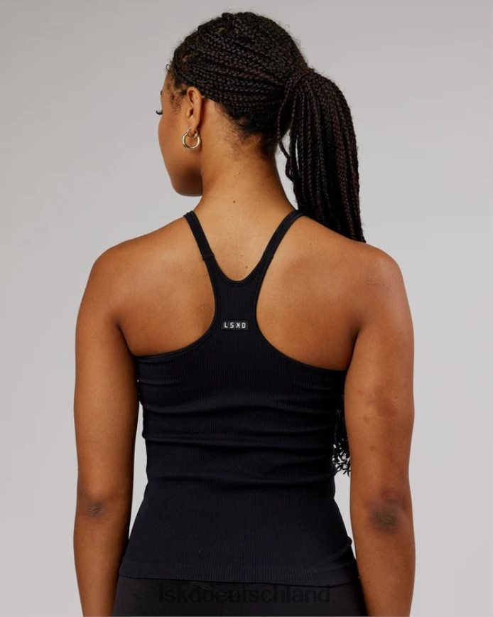 Frauen LSKD Minimales, nahtloses, geripptes Tanktop – Schwarz Bekleidung VD2NLV124