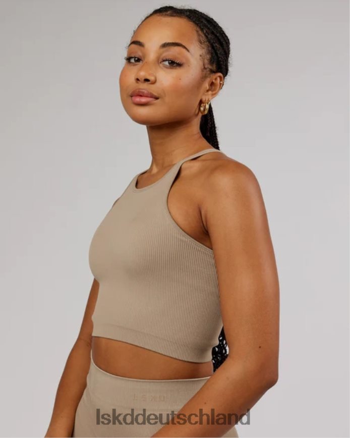Frauen LSKD Minimales, nahtloses, geripptes Tanktop – Taupe Bekleidung VD2NLV200