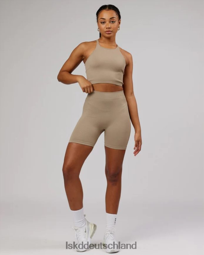 Frauen LSKD Minimales, nahtloses, geripptes Tanktop – Taupe Bekleidung VD2NLV200