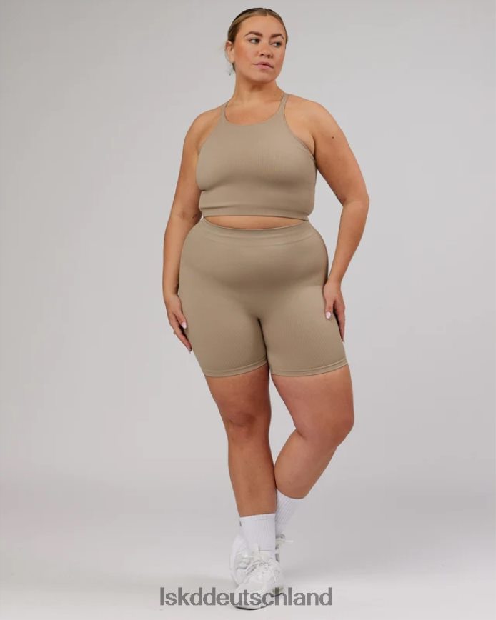 Frauen LSKD Minimales, nahtloses, geripptes Tanktop – Taupe Bekleidung VD2NLV200
