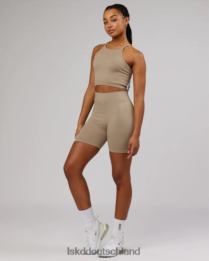 Frauen LSKD Minimales, nahtloses, geripptes Tanktop – Taupe Bekleidung VD2NLV200