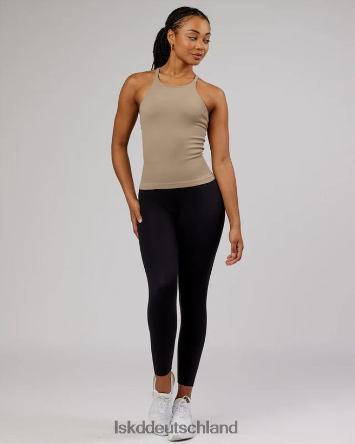 Frauen LSKD Minimales, nahtloses, geripptes Tanktop – Taupe Bekleidung VD2NLV210