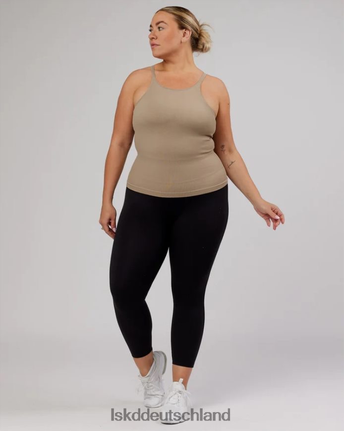Frauen LSKD Minimales, nahtloses, geripptes Tanktop – Taupe Bekleidung VD2NLV210