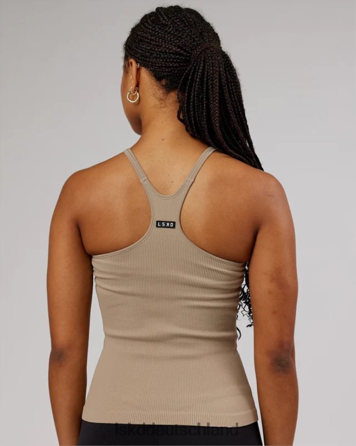 Frauen LSKD Minimales, nahtloses, geripptes Tanktop – Taupe Bekleidung VD2NLV210