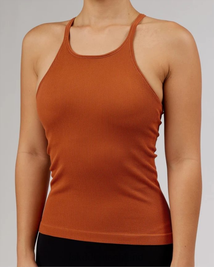 Frauen LSKD Minimales, nahtloses, geripptes Tanktop – kastanienbraun Bekleidung VD2NLV209