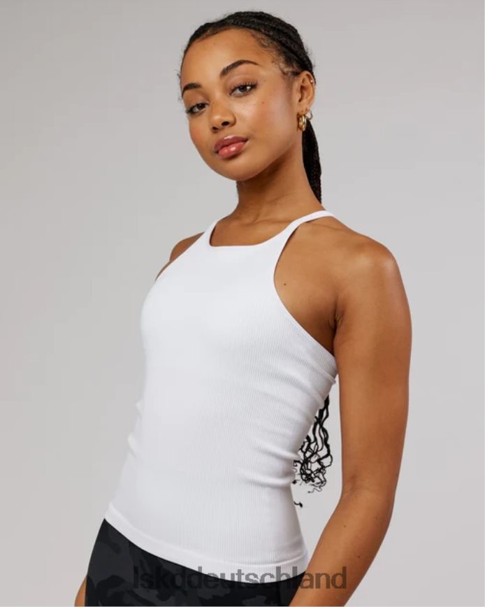 Frauen LSKD Minimales, nahtloses, geripptes Tanktop – weiß Bekleidung VD2NLV127