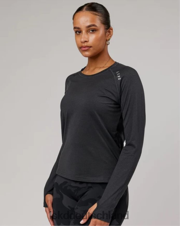 Frauen LSKD perform vapourflx ls tee – schwarz meliert Bekleidung VD2NLV283
