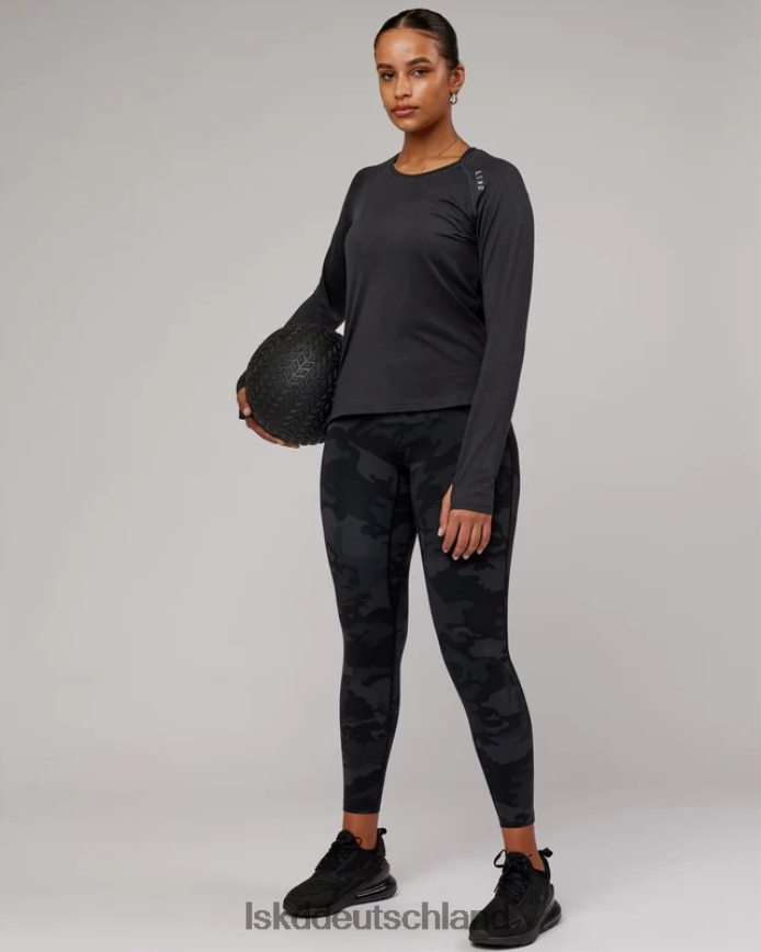 Frauen LSKD perform vapourflx ls tee – schwarz meliert Bekleidung VD2NLV283
