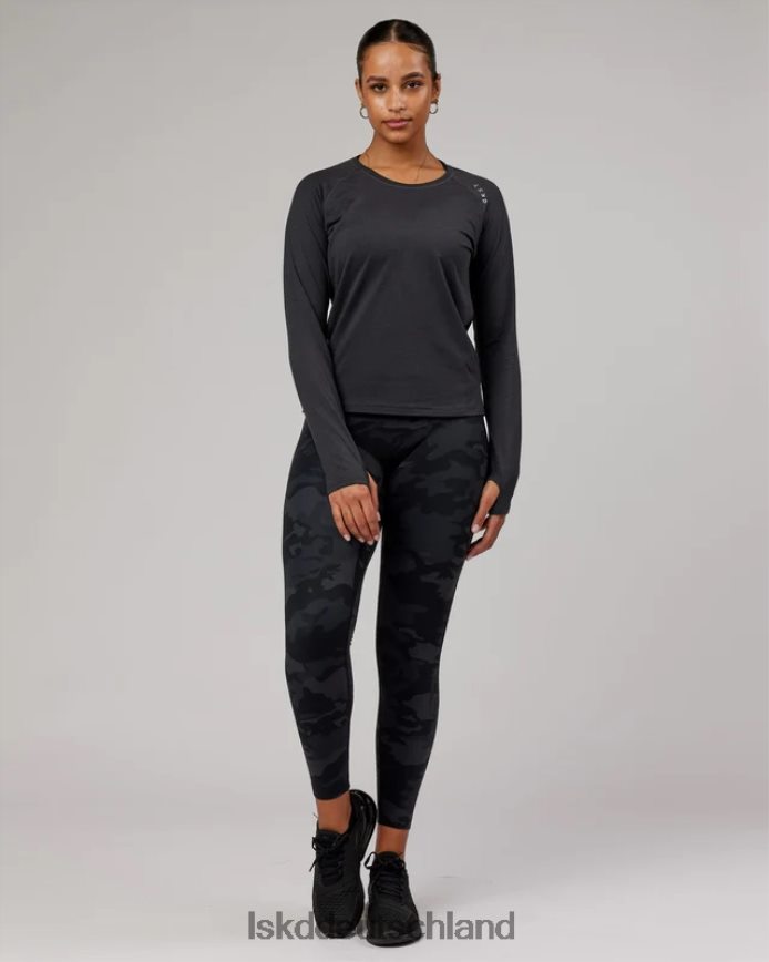 Frauen LSKD perform vapourflx ls tee – schwarz meliert Bekleidung VD2NLV283