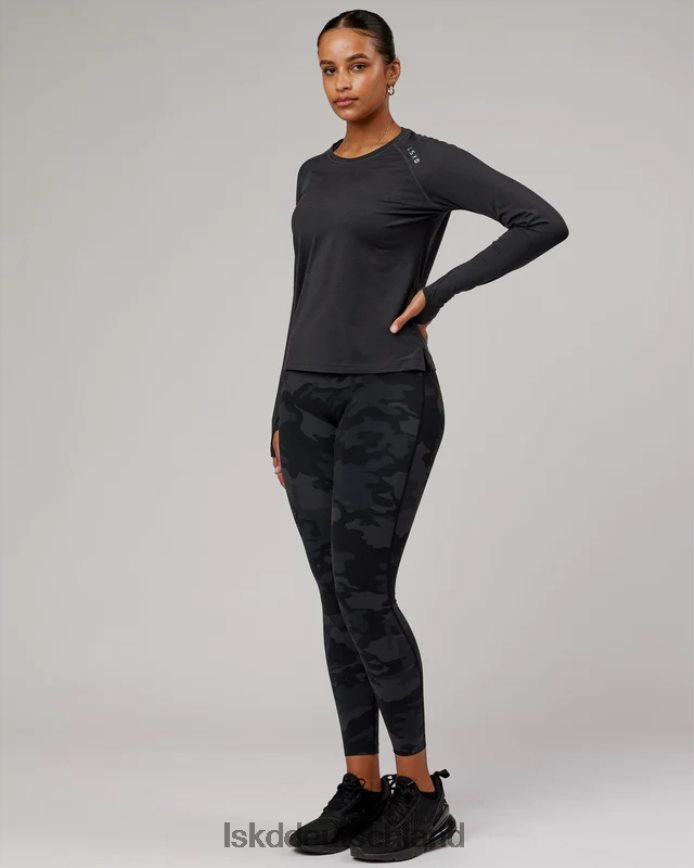 Frauen LSKD perform vapourflx ls tee – schwarz meliert Bekleidung VD2NLV283