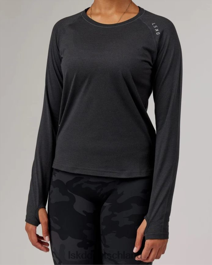 Frauen LSKD perform vapourflx ls tee – schwarz meliert Bekleidung VD2NLV283