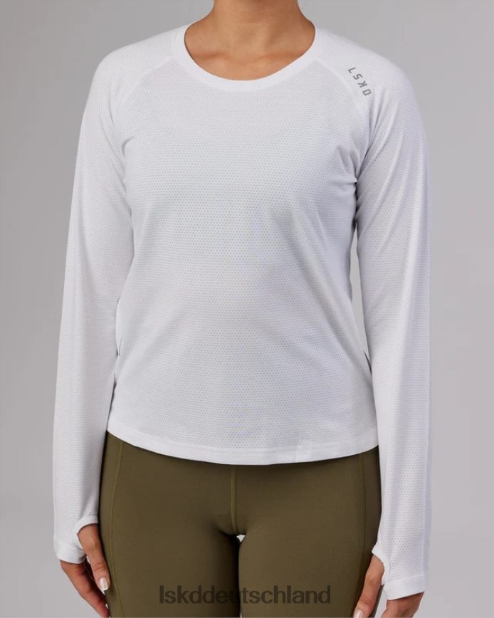 Frauen LSKD perform vapourflx ls tee – weiß meliert Bekleidung VD2NLV285