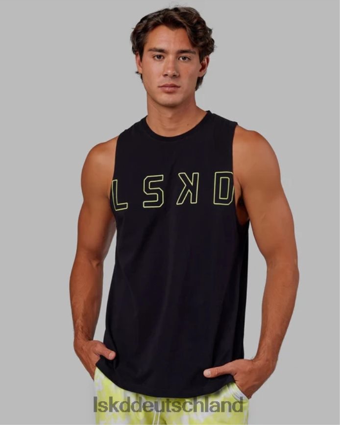 Männer LSKD Erweitern Sie das flxcotton Training Fit Tank – Schwarz-Zitrusgrün Bekleidung VD2NLV1007